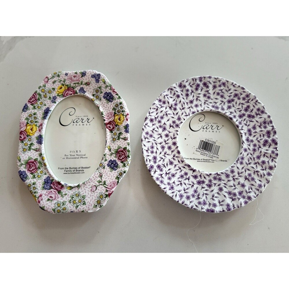 Lot of 2 Carr Burnes of Boston Frames Chintz Blue Orange Pink Purple Floral